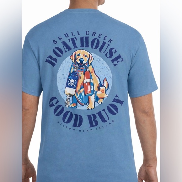 Hilton Head Island Skull Creek Boathouse Good Buoy Dog Tee XL Blue HHI Shirt - Picture 3 of 6